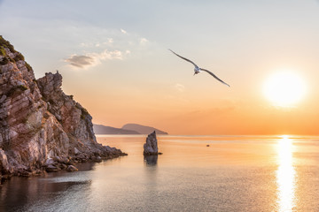 Black sea scenery near the Swallow nest in Crimea, Ukraine