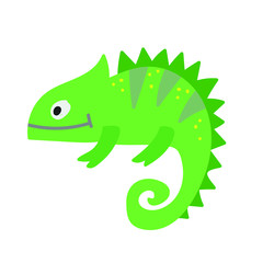 Vector cute African animal. Chameleon. Funny character for kids. Isolated element for stickers, cards, invites and posters