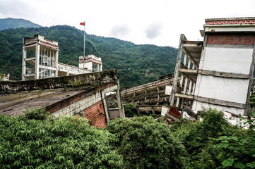 Fototapeta na wymiar Sichuan Earthquake Memorial Buildings after the Greate earthquak, 2008 Sichuan Earthquake Memorial Site in China