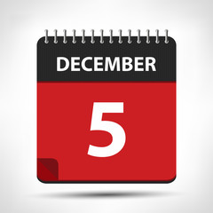 December 5 - Calendar Icon - Calendar design template
