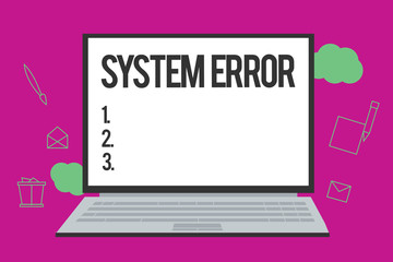 Conceptual hand writing showing System Error. Business photo text Technological failure Software collapse crash Information loss.