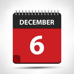 December 6 - Calendar Icon - Calendar design template