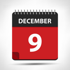 December 9 - Calendar Icon - Calendar design template