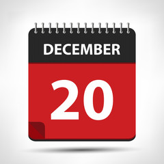 December 20 - Calendar Icon - Calendar design template