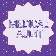 Conceptual hand writing showing Medical Audit. Business photo text Review of the professional standards of examinings in treating.