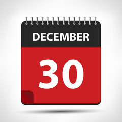December 30 - Calendar Icon - Calendar design template
