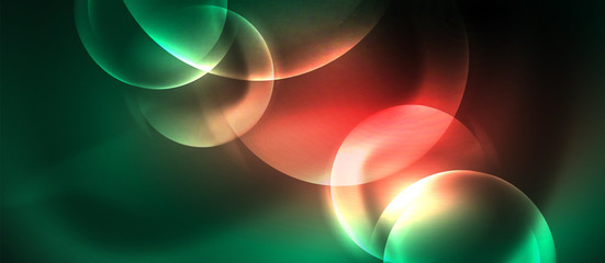 Neon glowing circles vector abstract background