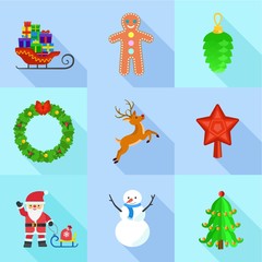 Christmas holidays icon set. Flat set of 9 christmas holidays vector icons for web design isolated on white background