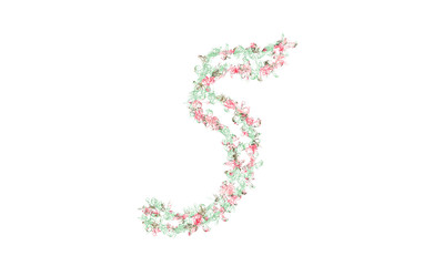 Flower alphabet. Colorful font. Uppercase, lowercase and numbers.