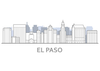 El paso skyline, Texas - panorama of El paso, downtown outline view