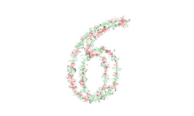 Flower alphabet. Colorful font. Uppercase, lowercase and numbers.