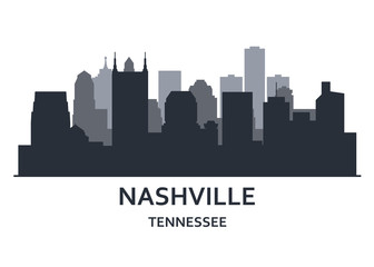 Silhouette of Nashville city, Tennessee -   cityscape of Nashville, skyline of downtown - obrazy, fototapety, plakaty