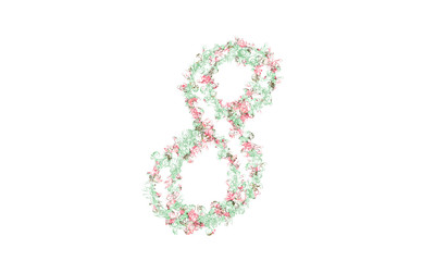 Flower alphabet. Colorful font. Uppercase, lowercase and numbers.