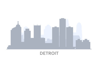 Silhouette of Detroit skyline - panorama of Detroit, city downtown outline