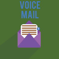 Obraz premium Conceptual hand writing showing Voice Mail. Business photo text Electronic system that store messages from telephone callers.