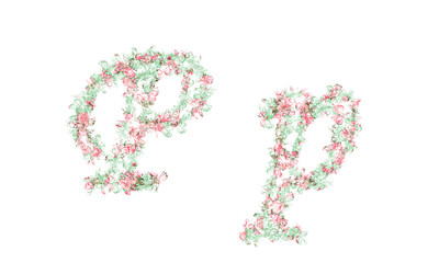 Flower alphabet. Colorful font. Uppercase, lowercase and numbers.