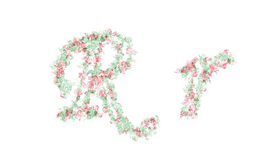 Flower alphabet. Colorful font. Uppercase, lowercase and numbers.