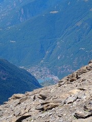 Nature, meadows and peaks that characterize the landscape of the Italian Alps in Val di Susa, near...