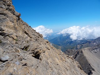 Nature, meadows and peaks that characterize the landscape of the Italian Alps in Val di Susa, near...