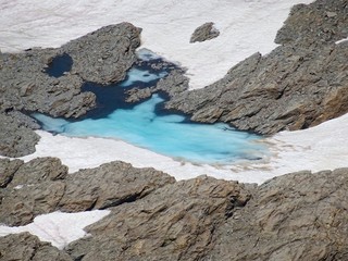 Nature, meadows and peaks that characterize the landscape of the Italian Alps in Val di Susa, near...