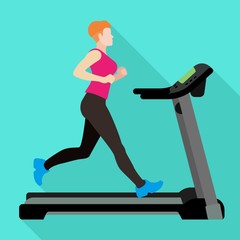 Student woman treadmill icon. Flat illustration of student woman treadmill vector icon for web design