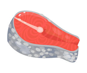 Red fish steak. Vector illustration on white background.