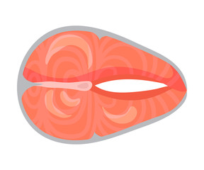 Oval steak from red fish. Vector illustration on white background.
