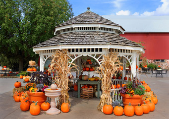 gazebo and pumpkins