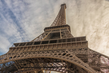 Fototapeta na wymiar Eiffel Tower on a sunny January day.