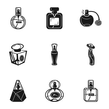 Fragrance Bottle Icon Set. Simple Set Of 9 Fragrance Bottle Vector Icons For Web Design Isolated On White Background