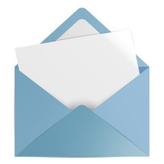 realistic envelope and piece of paper vector illustration