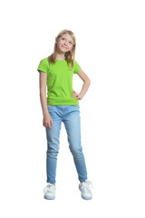 Fototapeta premium cute little girl posing on white background