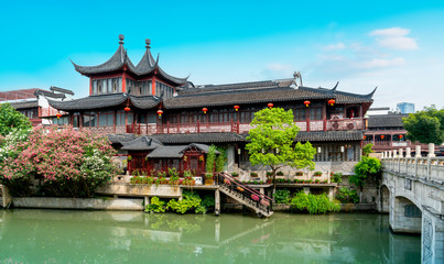 Fototapeta premium Ancient Architectural Landscape of Qinhuai River in Nanjing..