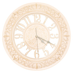 vintage clock in shabby chic style isolated on white