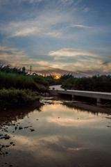 Obraz premium Tropical landscape with a reflection.