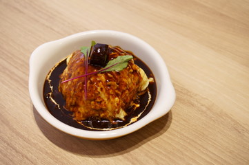 Demi sauce omelet rice on the table