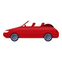 Red cabriolet icon. Cartoon of red cabriolet vector icon for web design isolated on white background