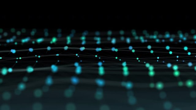 Multiple layers of information on black background.