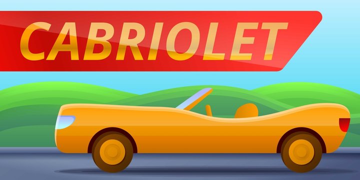 Retro cabriolet car concept banner. Cartoon illustration of retro cabriolet car vector concept banner for web design