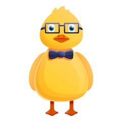 Yellow duck eyeglasses icon. Cartoon of yellow duck eyeglasses vector icon for web design isolated on white background
