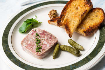 Meat and bread on plate