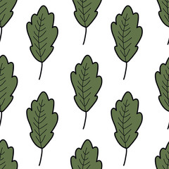 green leaf seamless doodle pattern