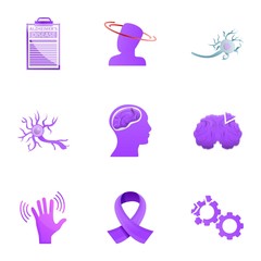 Senior alzheimer disease icon set. Cartoon set of 9 senior alzheimer disease vector icons for web design isolated on white background