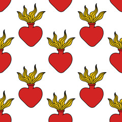 sacred heart seamless doodle pattern