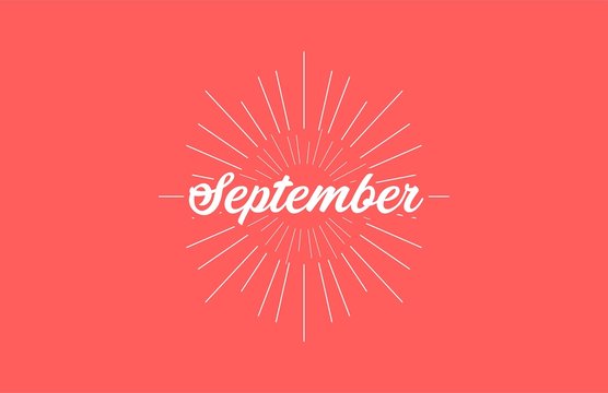 September Word Hand Lettering Vintage Vector Design