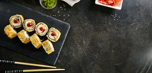 Deep Fried Sushi Rolls with Salmon and Philadelphia Cream Cheese © Ryzhkov