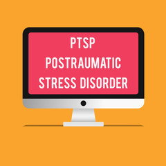 Writing note showing Ptsd Postraumatic Stress Disorder. Business photo showcasing Serious mental condition Emotional Stress.