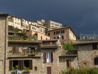 Fototapeta na wymiar Assis Italia - October 16 2015 - old town houses