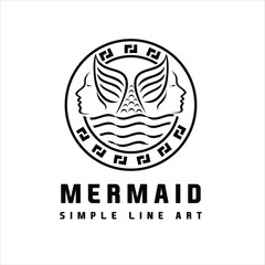 Mermaid /Line art logo design inspiration - Vector
