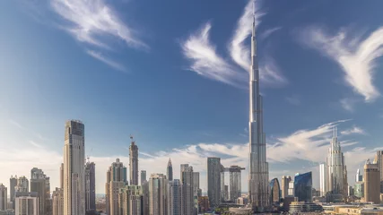 Printed roller blinds Burj Khalifa Dubai Downtown skyline timelapse with Burj Khalifa and other towers paniramic view from the top in Dubai